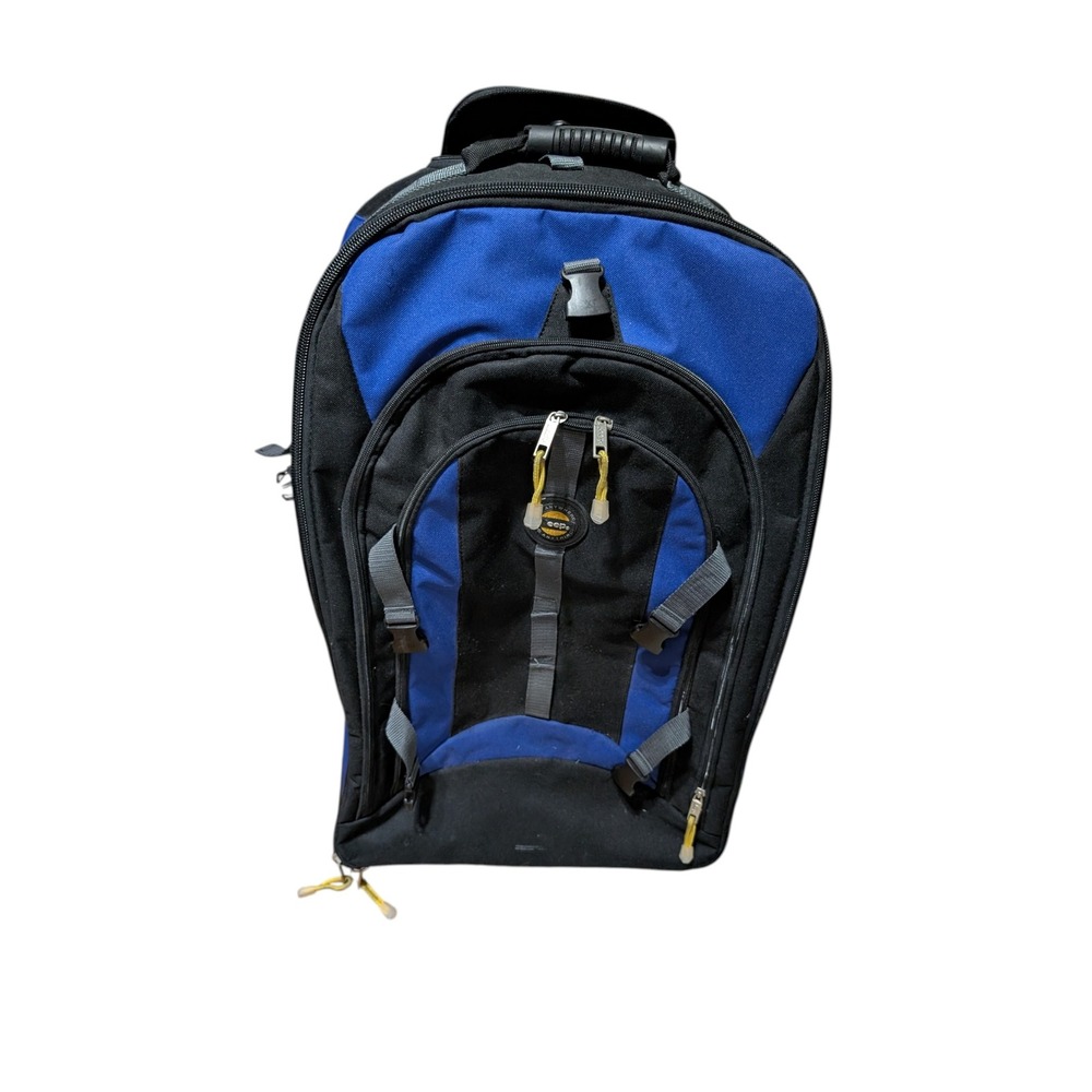 Jeep Rolling Backpack Blue Black Canvas Travel‎ Carry On Luggage Bag